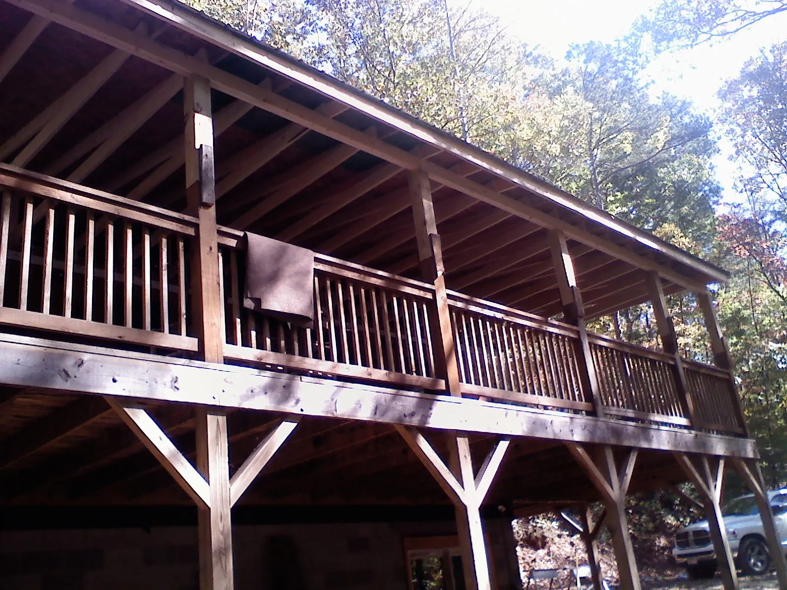 Timber framing under a new elevated porch and deck — Roof Leak Repair in Clarksville by Roofing Brothers